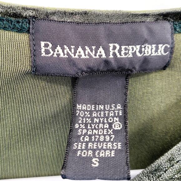 Banana Republic Dark Green Crushed Velvet Short Sleeve Top Made in USA Women's S - Picture 4 of 5